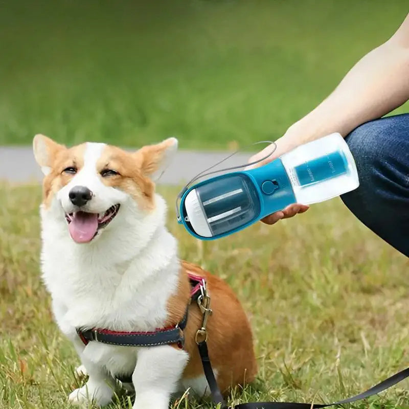 Three-in-One Portable Pet Cup with Food and Waste Bag
