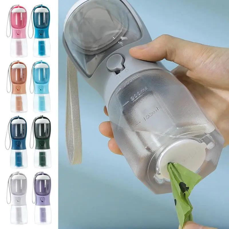Three-in-One Portable Pet Cup with Food and Waste Bag